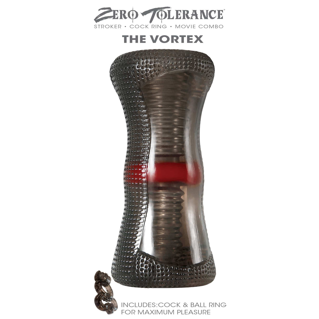 Zero Tolerance - The Vortex Soft Stroker with Vibrating Cock Ring (Black) ZR1040 CherryAffairs