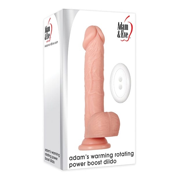 Adam & Eve - Adam's Warming Rotating Power Boost Remote Control Realistic Dildo with Balls 7.5" (Beige) AE1040 CherryAffairs