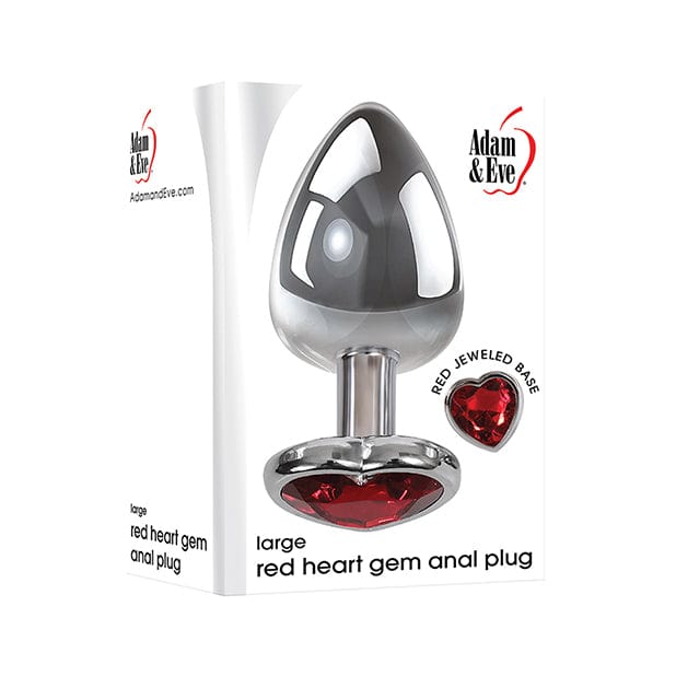 Adam & Eve - Heart Gem Metal Anal Plug Large (Red/Chrome) AE1049 CherryAffairs