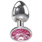 Adam & Eve - Pink Gem Aluminium Anal Plug Medium (Silver) AE1031 CherryAffairs