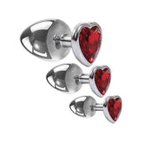 Adam & Eve - Three Hearts Gem Anal Plug Set (Silver/Red) AE1035 CherryAffairs