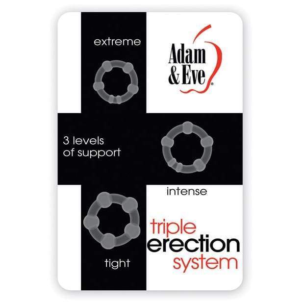 Adam & Eve - Triple Erection System Cock Ring Pack of 3 (Clear)    Rubber Cock Ring (Non Vibration)