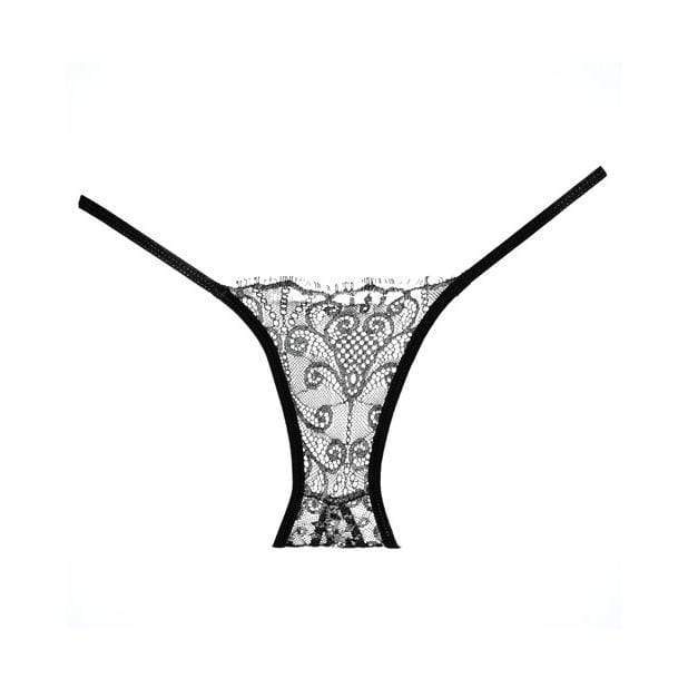 Allure Lingerie - Adore Lace Enchanted Belle Crotchless Panty O/S (Black) ALL1006 CherryAffairs