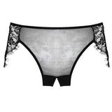 Allure Lingerie - Adore Lavish & Lace Crotchless Panty O/S (Black) ALL1003 CherryAffairs