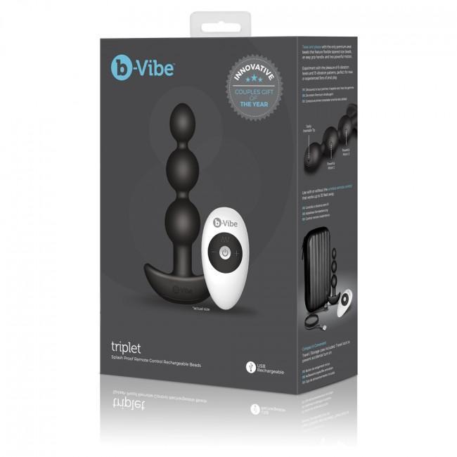B-Vibe - Triplet Remote Control Rechargeable Anal Beads (Black) BV1005 CherryAffairs