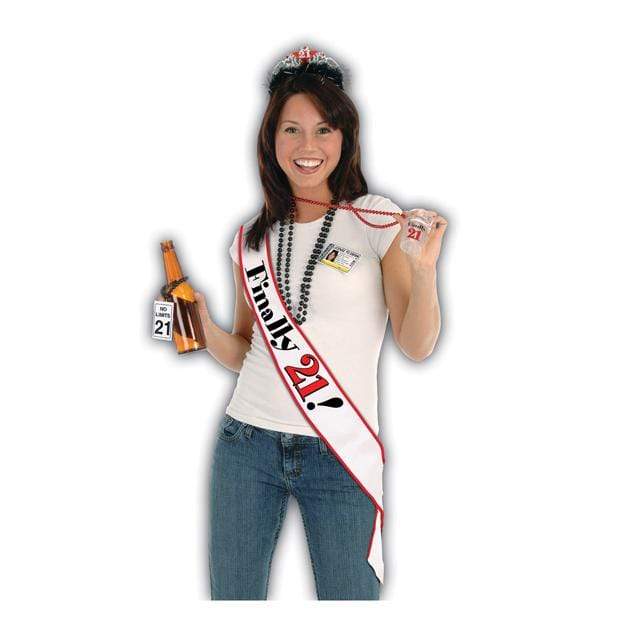 Beistle - Finally 21 Birthday Sash (White) BT1002 CherryAffairs