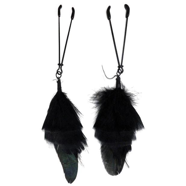 Bijoux de Nip - Feather With Tweezer Nipple Clamps (Black) BD1001 CherryAffairs