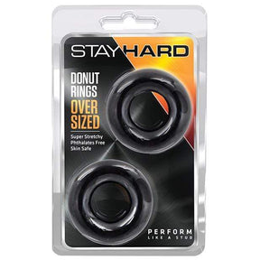 Blush Novelties - Stay Hard Donut Cock Rings Oversized Pack of 2 (Black) BN1100 CherryAffairs