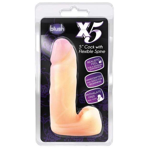 Blush Novelties - X5 Cock with Flexible Spine Dildo 5" (Beige)    Realistic Dildo w/o suction cup (Non Vibration)