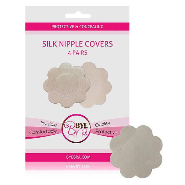 Bye Bra - Protective and Concealing Silk Nipple Covers Pasties 4 Pairs (Nude) BYB1002 CherryAffairs