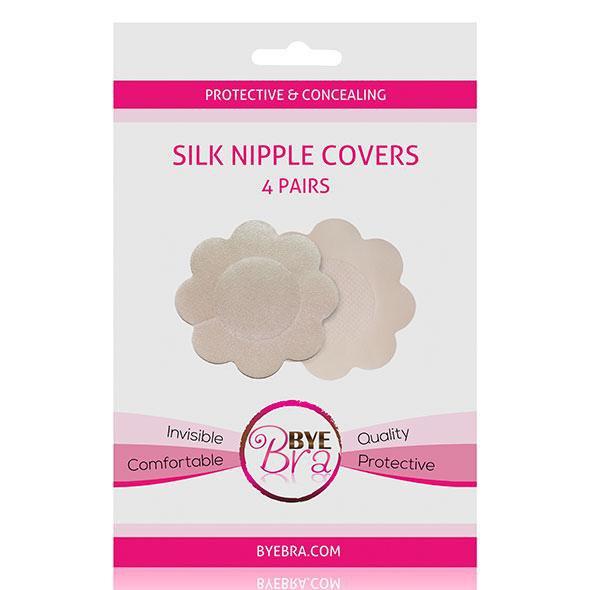 Bye Bra - Protective and Concealing Silk Nipple Covers Pasties 4 Pairs (Nude) BYB1002 CherryAffairs