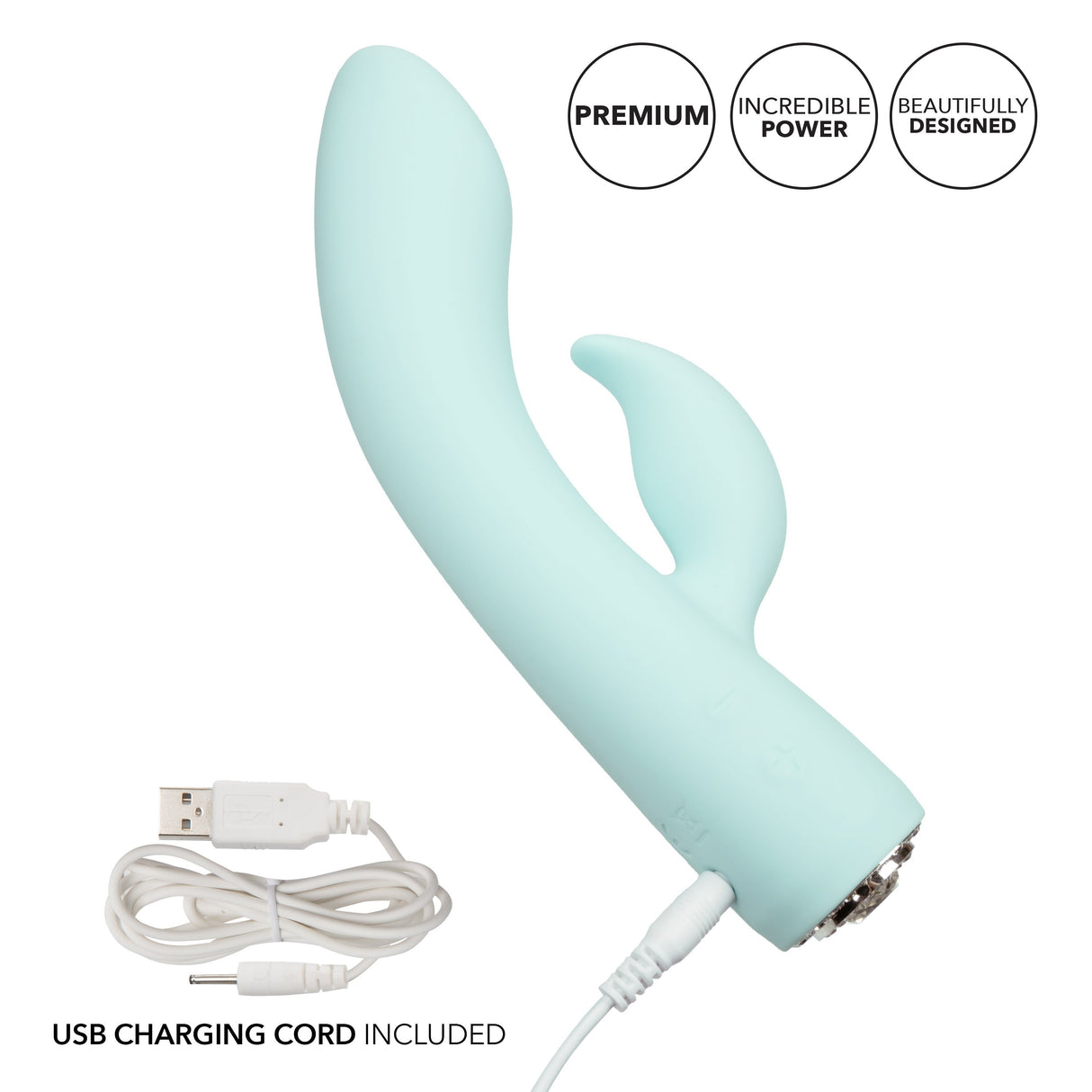 Calexotics - Pave Silicone Rabbit Vibrator Marilyn (Blue) CE1555 CherryAffairs