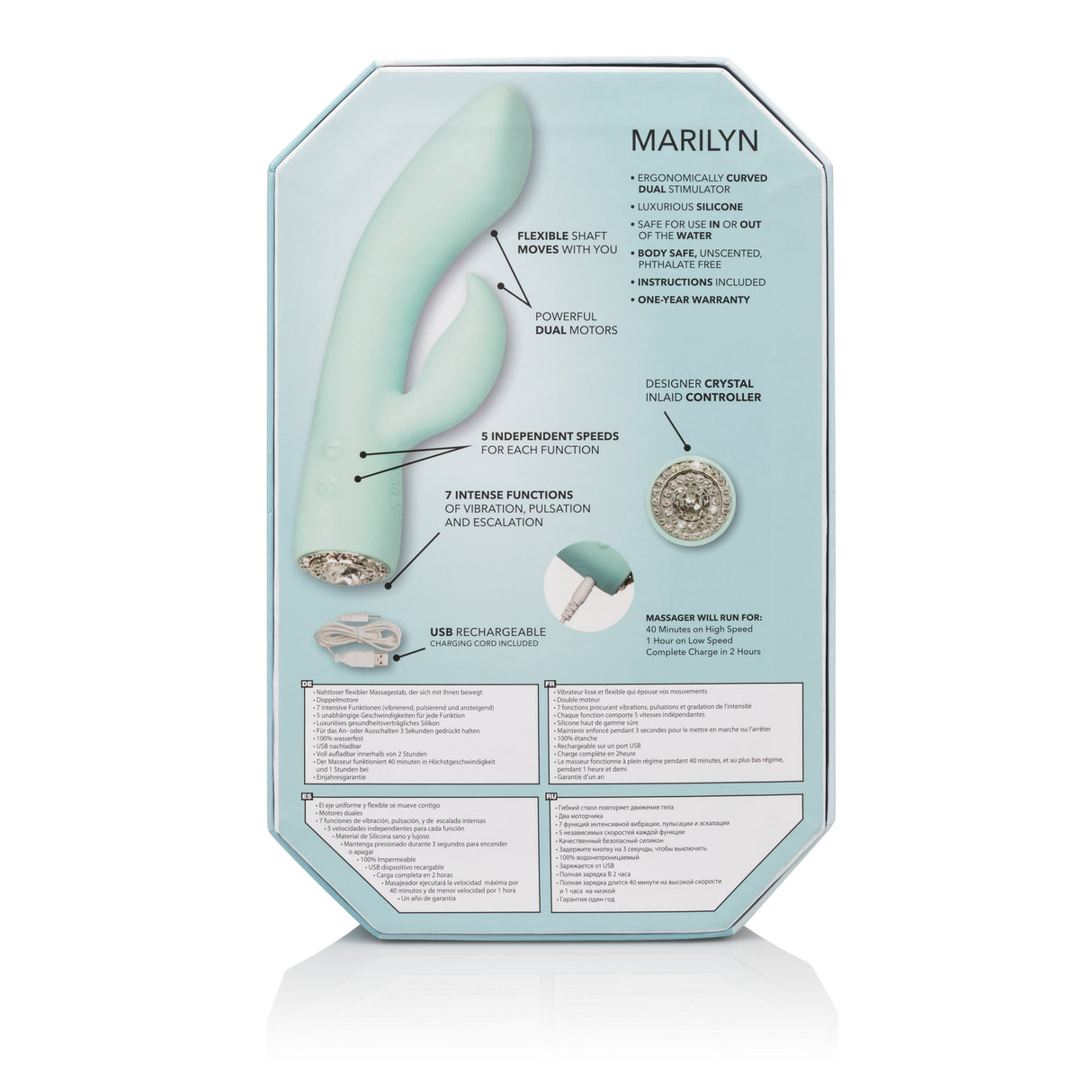 Calexotics - Pave Silicone Rabbit Vibrator Marilyn (Blue) CE1555 CherryAffairs