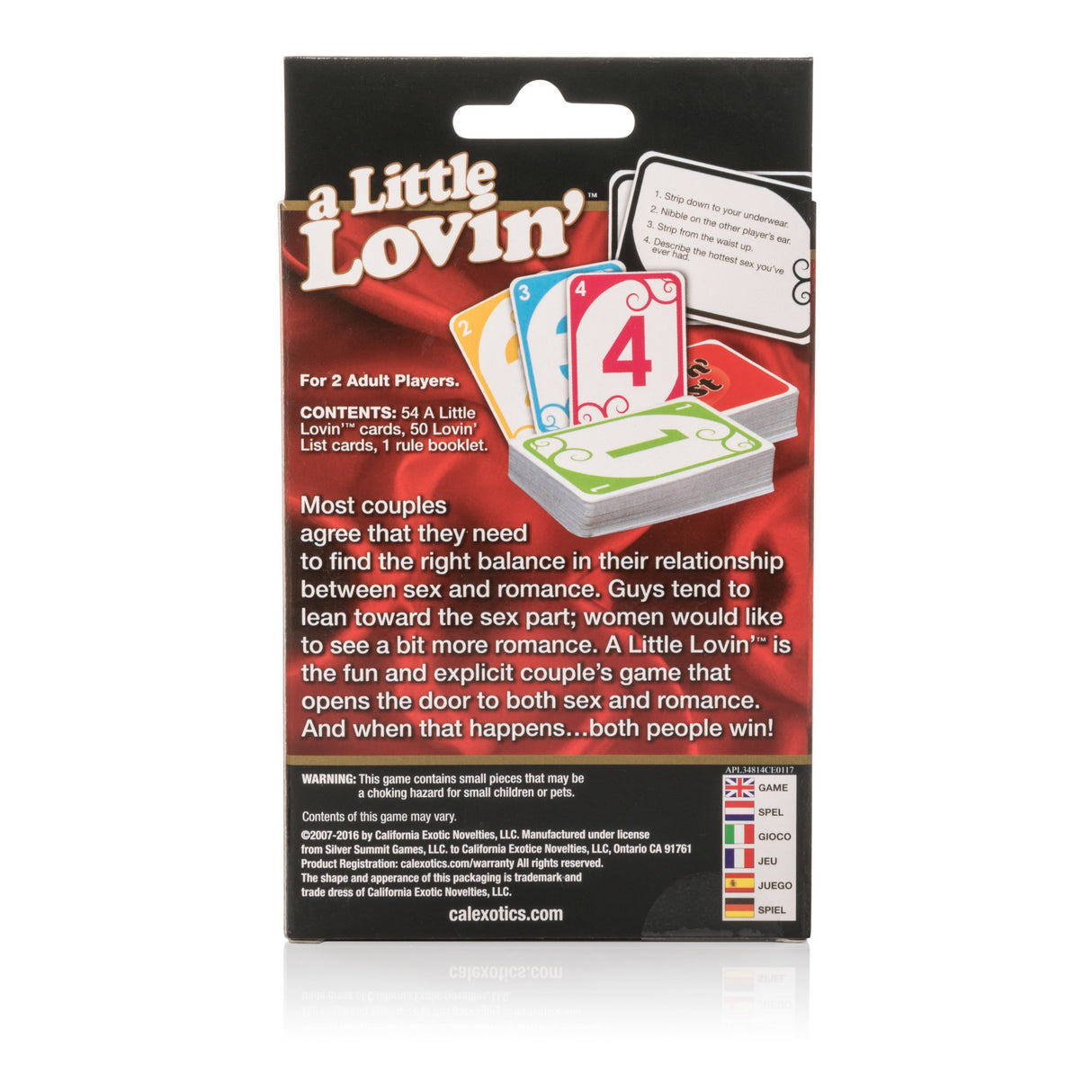 California Exotics - A Little Lovin' The Adult Card Game (Black) CE1407 CherryAffairs