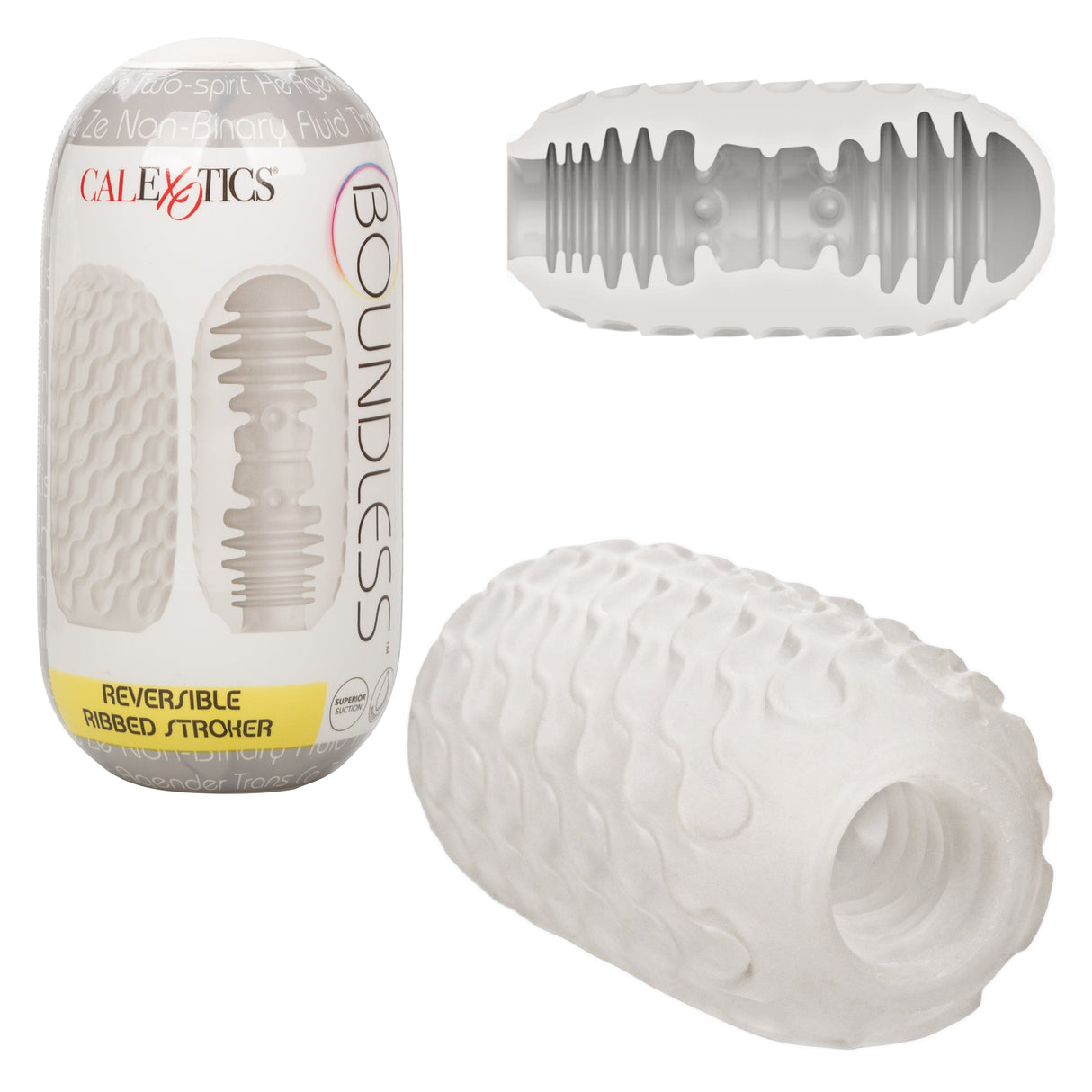 California Exotics - Boundless Reversible Ribbed Soft Stroker (White) CE1987 CherryAffairs