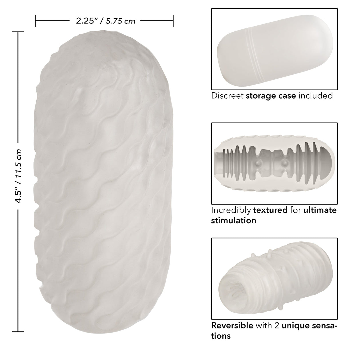 California Exotics - Boundless Reversible Ribbed Soft Stroker (White) CE1987 CherryAffairs