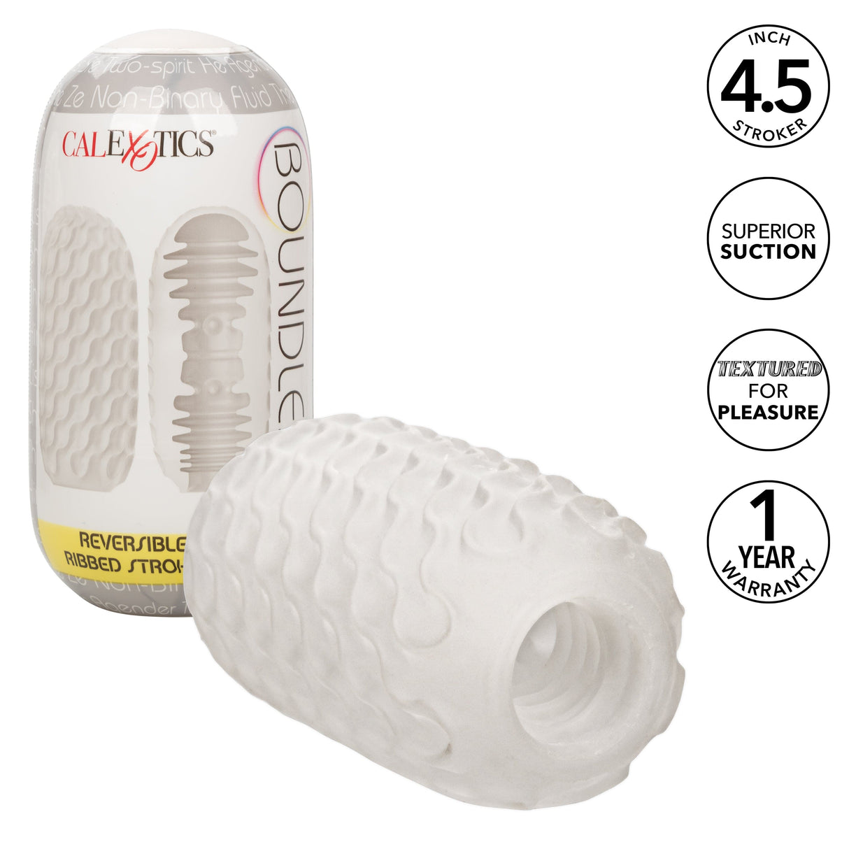 California Exotics - Boundless Reversible Ribbed Soft Stroker (White) CE1987 CherryAffairs