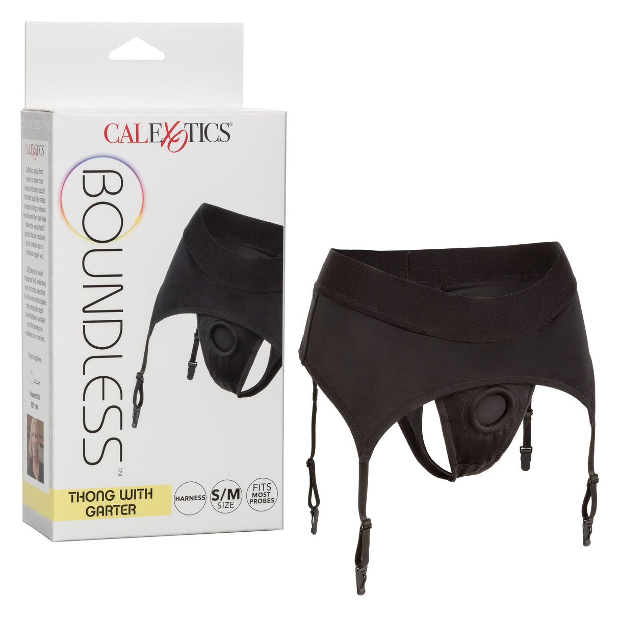 California Exotics - Boundless Thong with Garter Strap On S/M (Black) CE1935 CherryAffairs