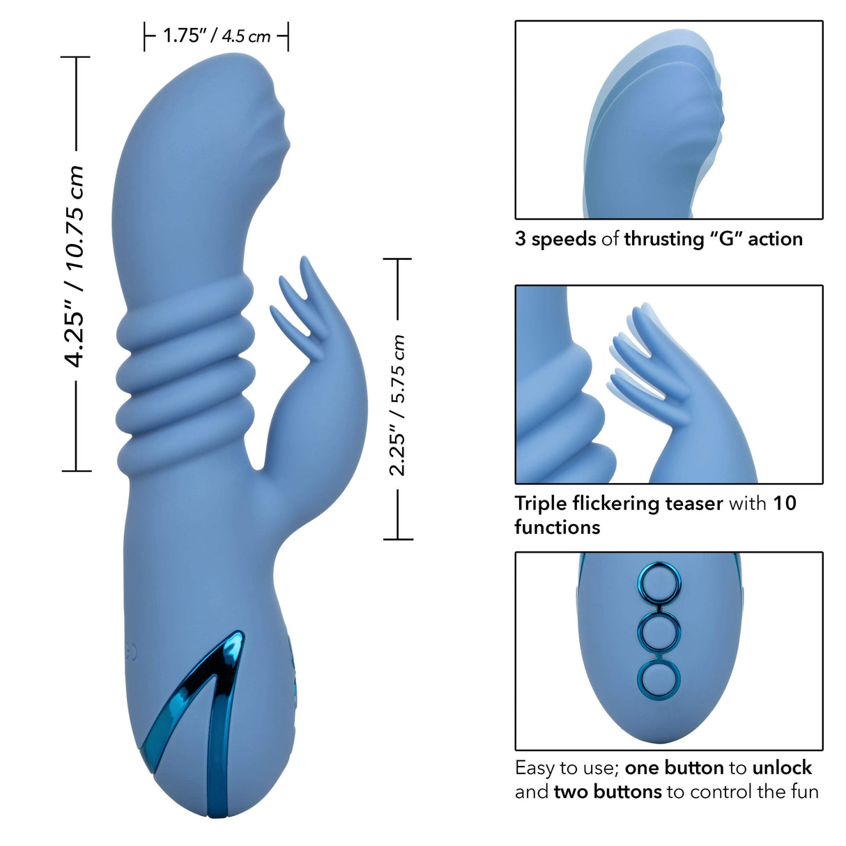 California Exotics - California Dreaming Santa Cruz 'Coaster Rabbit Vibrator (Blue) CE1875 CherryAffairs