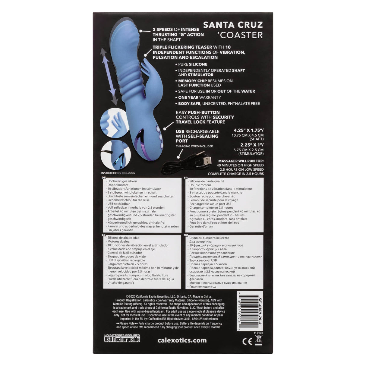 California Exotics - California Dreaming Santa Cruz 'Coaster Rabbit Vibrator (Blue) CE1875 CherryAffairs