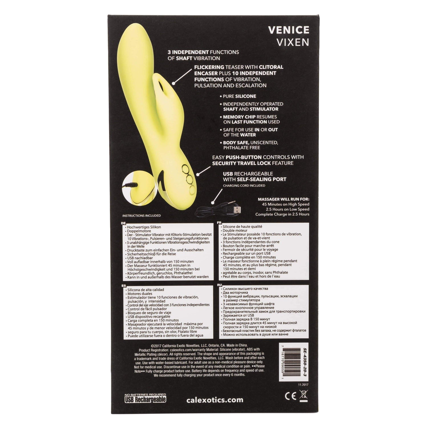 California Exotics - California Dreaming Venice Vixen Rabbit Vibrator (Yellow) CE1828 CherryAffairs