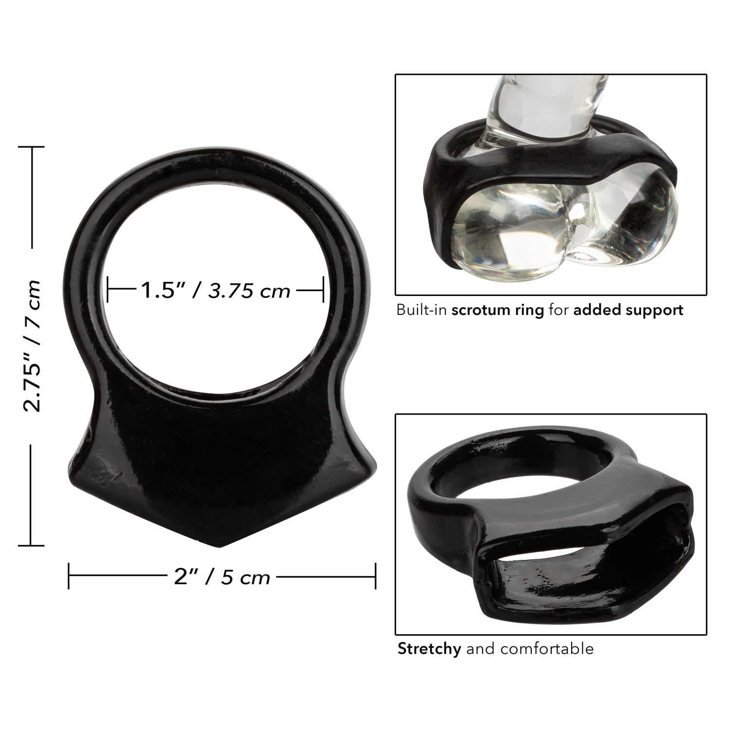 California Exotics - COLT Snug Grip Dual Support Cock Ring (Black) CE1921 CherryAffairs