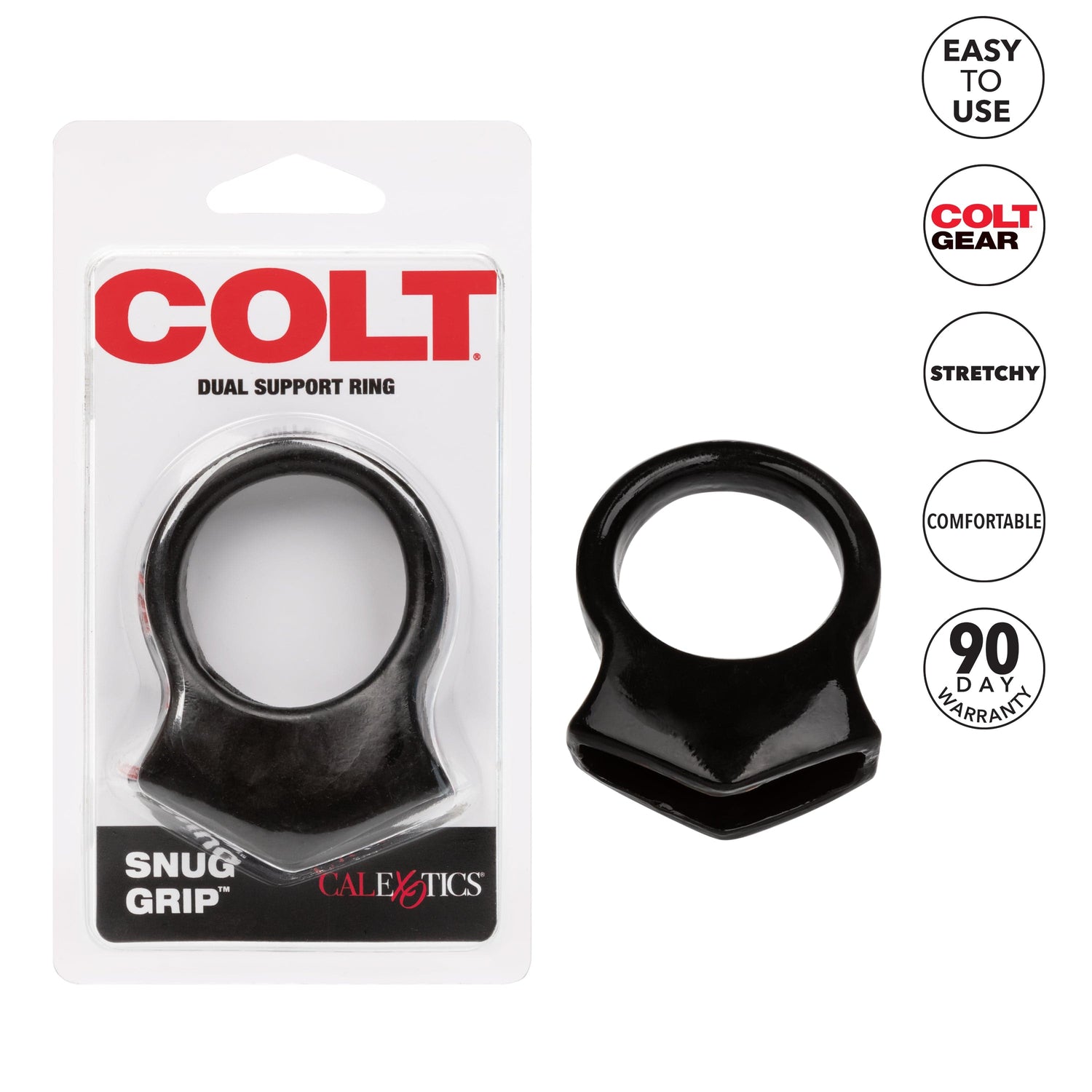 California Exotics - COLT Snug Grip Dual Support Cock Ring (Black) CE1921 CherryAffairs