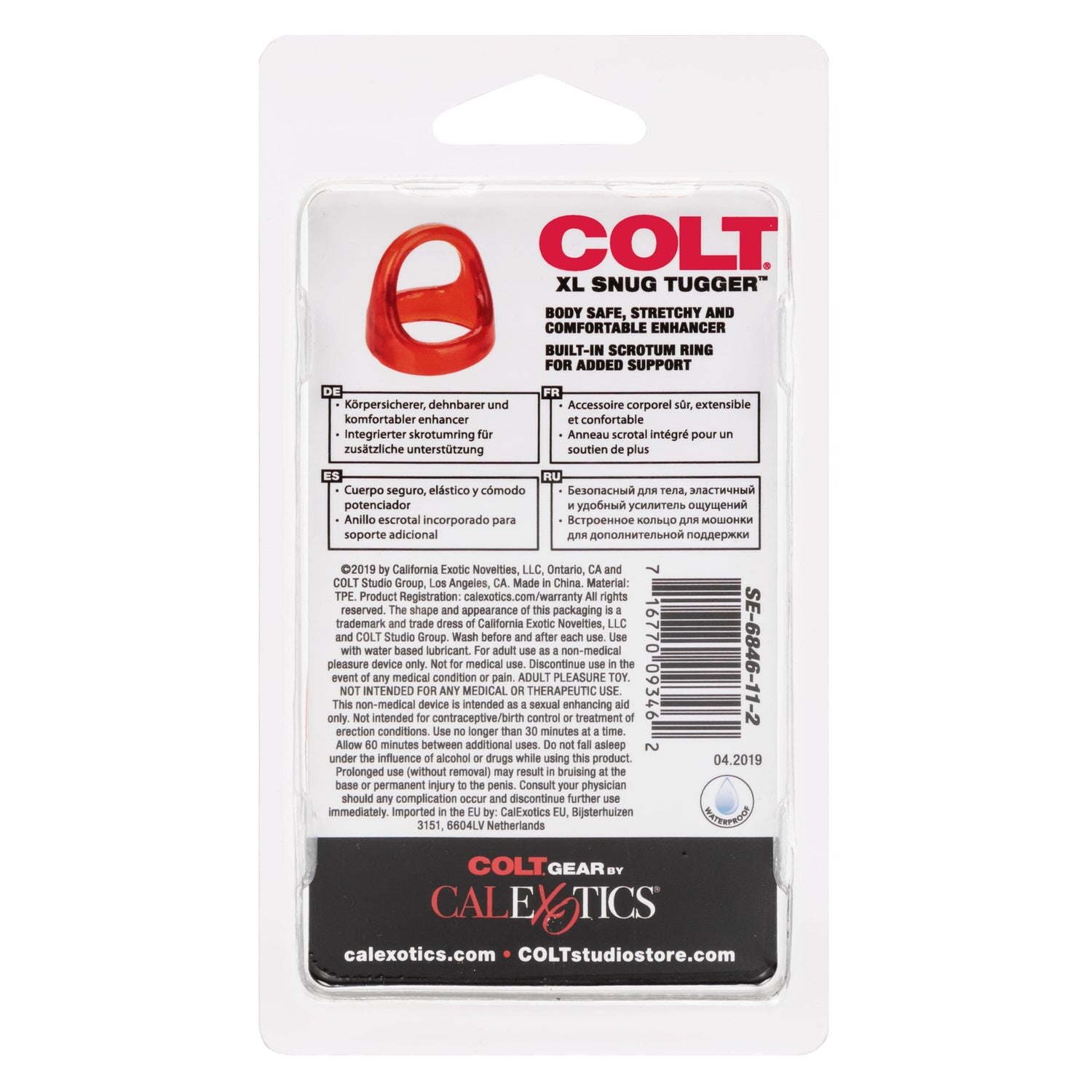 California Exotics - COLT XL Snug Tugger Dual Support Cock Ring (Red) CE1920 CherryAffairs