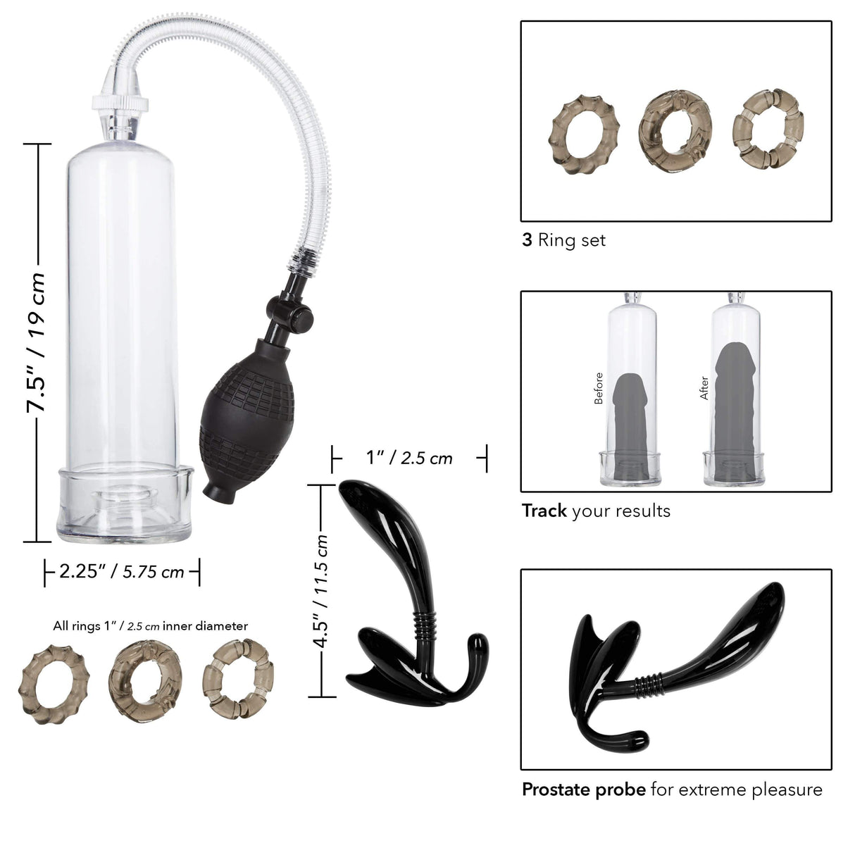 California Exotics - Dr Joel Kaplan Essential Penis Pump Kit (Clear) CE1852 CherryAffairs