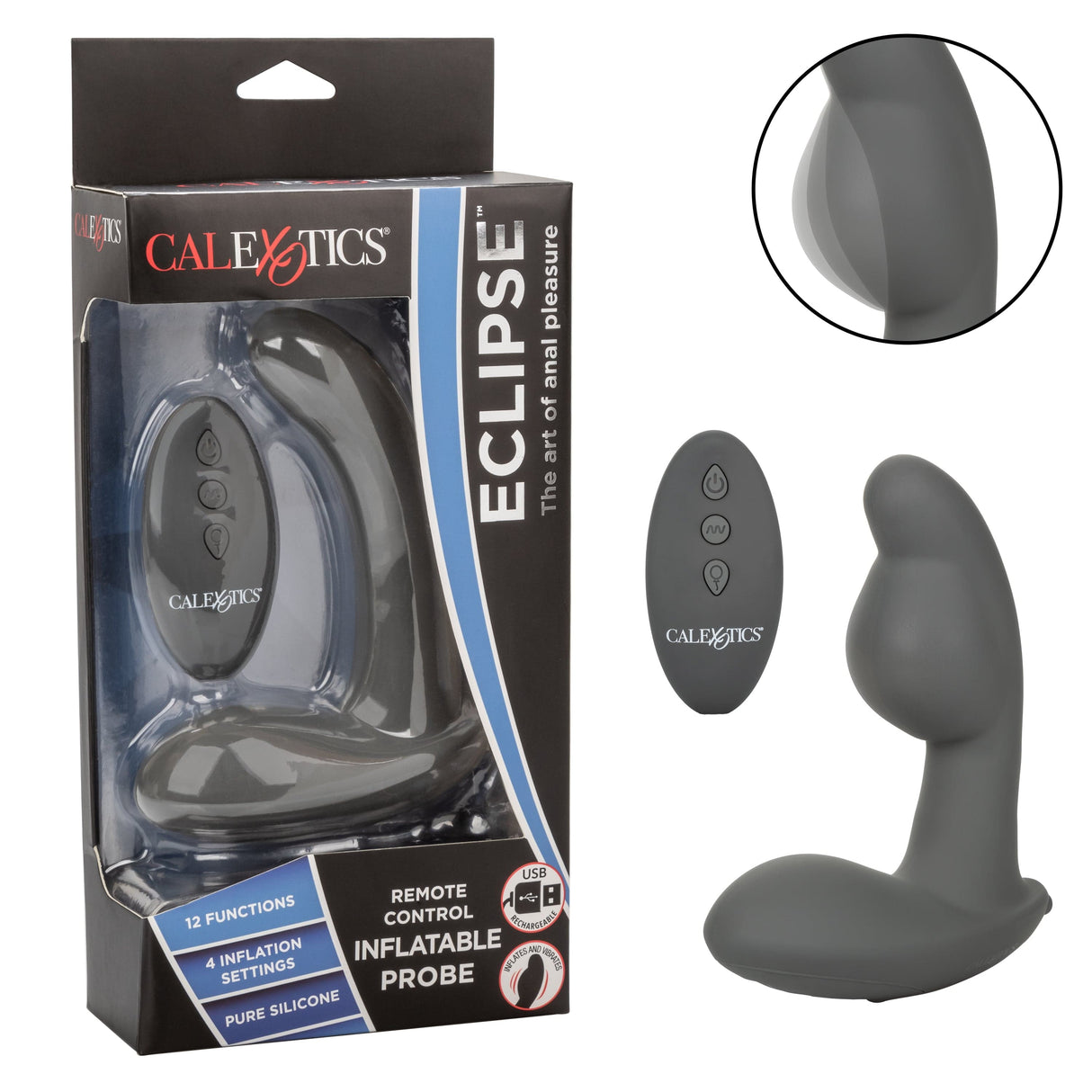 California Exotics - Eclipse Remote Control Inflatable Probe Prostate Massager (Black) CE1939 CherryAffairs