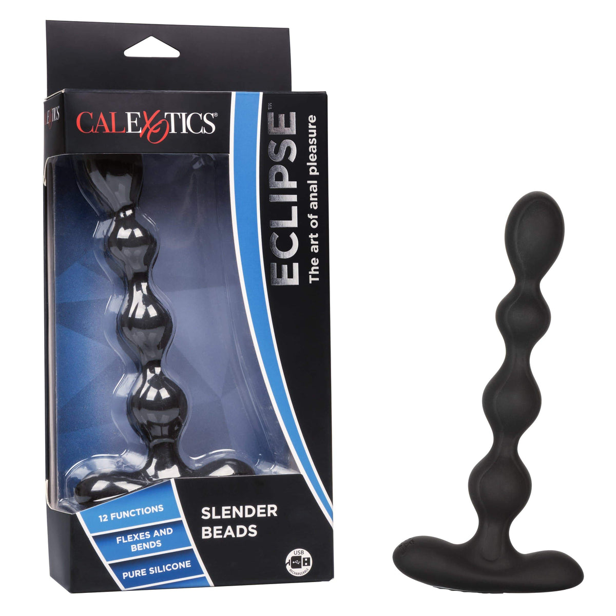 California Exotics - Eclipse Vibrating Slender Anal Beads (Black) CE1683 CherryAffairs