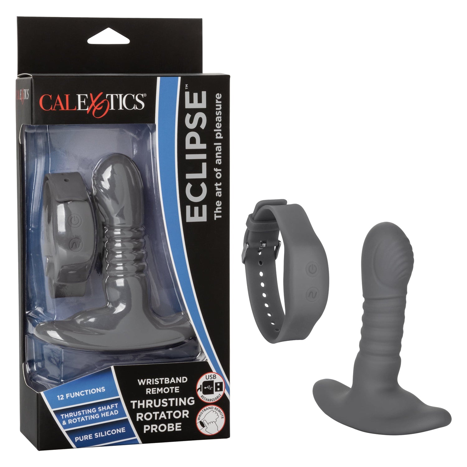 California Exotics - Eclipse Wristband Remote Thrusting Rotator Probe Anal Plug (Black) CE1931 CherryAffairs