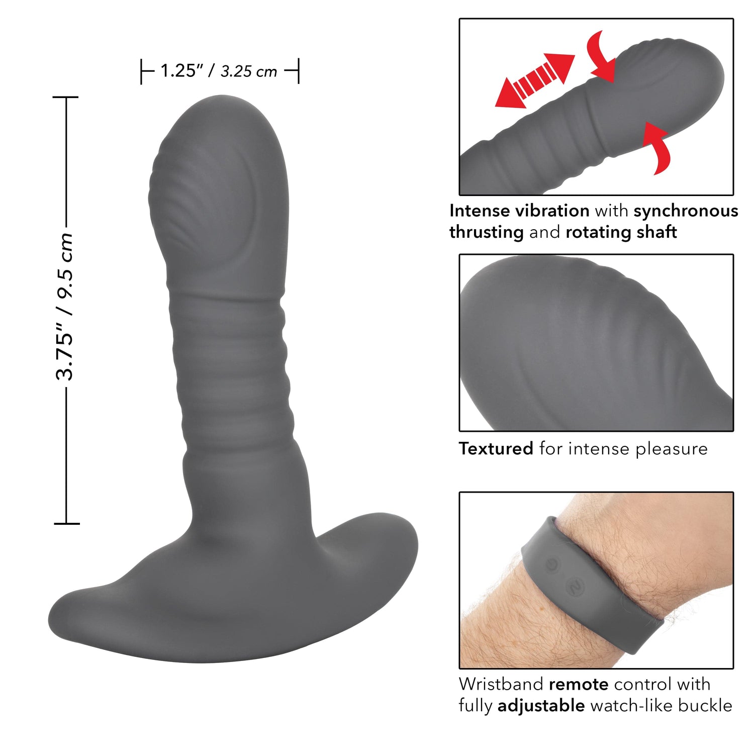 California Exotics - Eclipse Wristband Remote Thrusting Rotator Probe Anal Plug (Black) CE1931 CherryAffairs