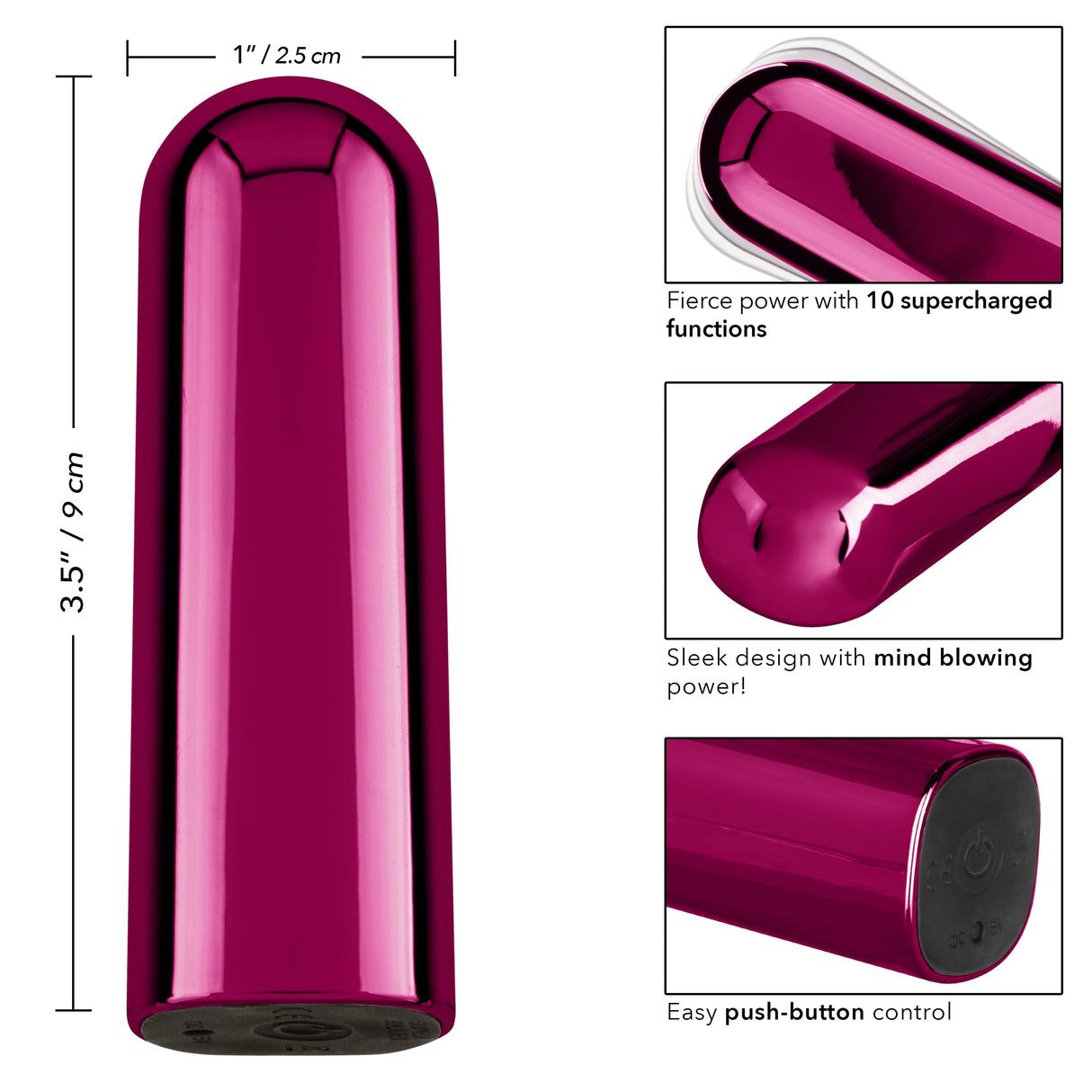 California Exotics - Fierce Power Glam Bullet Vibrator (Pink) CE1951 CherryAffairs