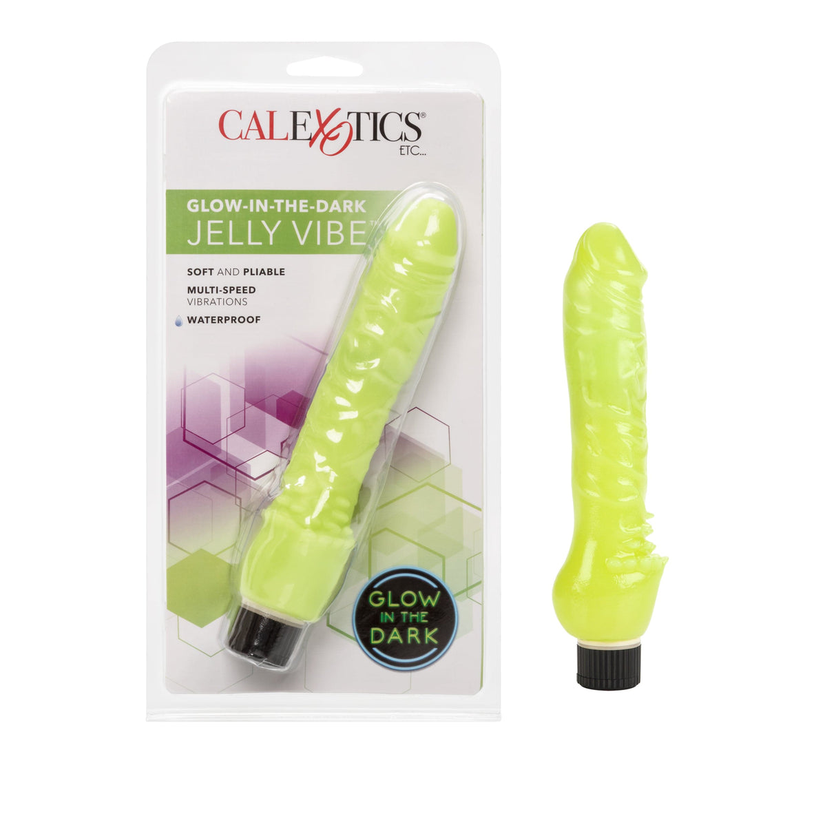 California Exotics - Glow In The Dark Jelly Vibe Realistic Dildo (Green) CE1900 CherryAffairs