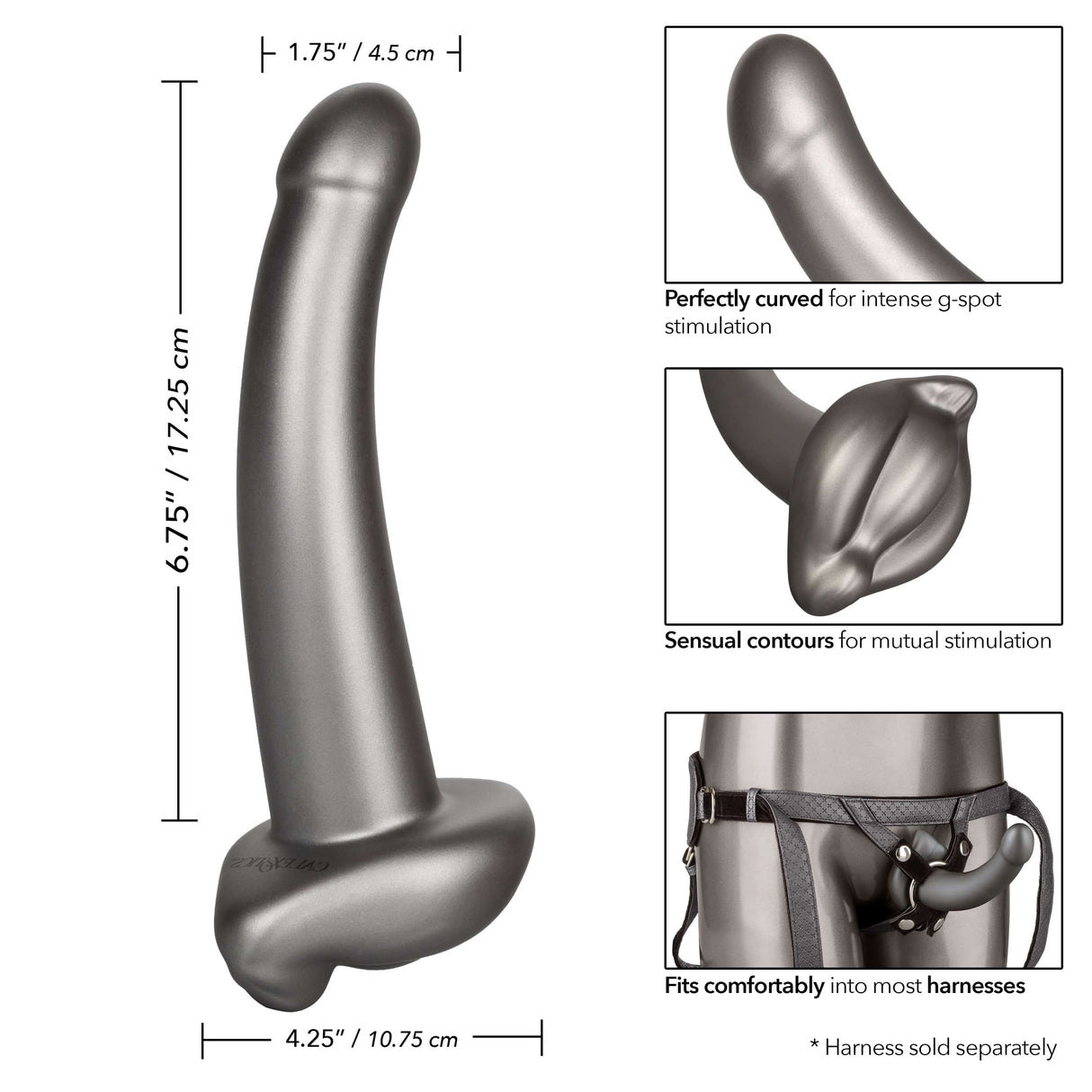 California Exotics - Her Royal Harness Me2 Ultra Soft G Probe Strap On Dildo (Black) CE1926 CherryAffairs