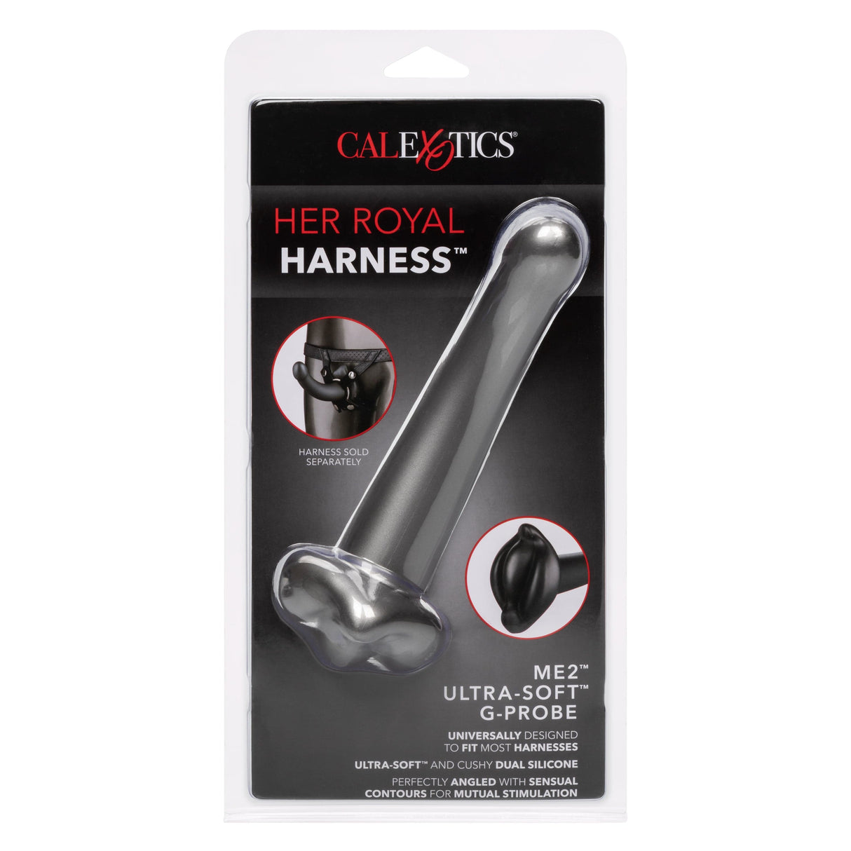 California Exotics - Her Royal Harness Me2 Ultra Soft G Probe Strap On Dildo (Black) CE1926 CherryAffairs