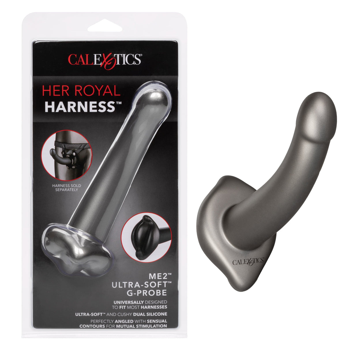 California Exotics - Her Royal Harness Me2 Ultra Soft G Probe Strap On Dildo (Black) CE1926 CherryAffairs