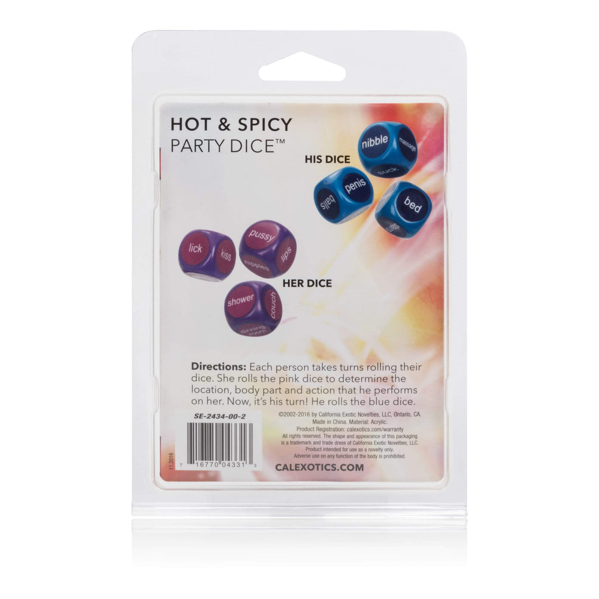 California Exotics - Hot and Spicy Party Dice (Multi Colour) CE1404 CherryAffairs