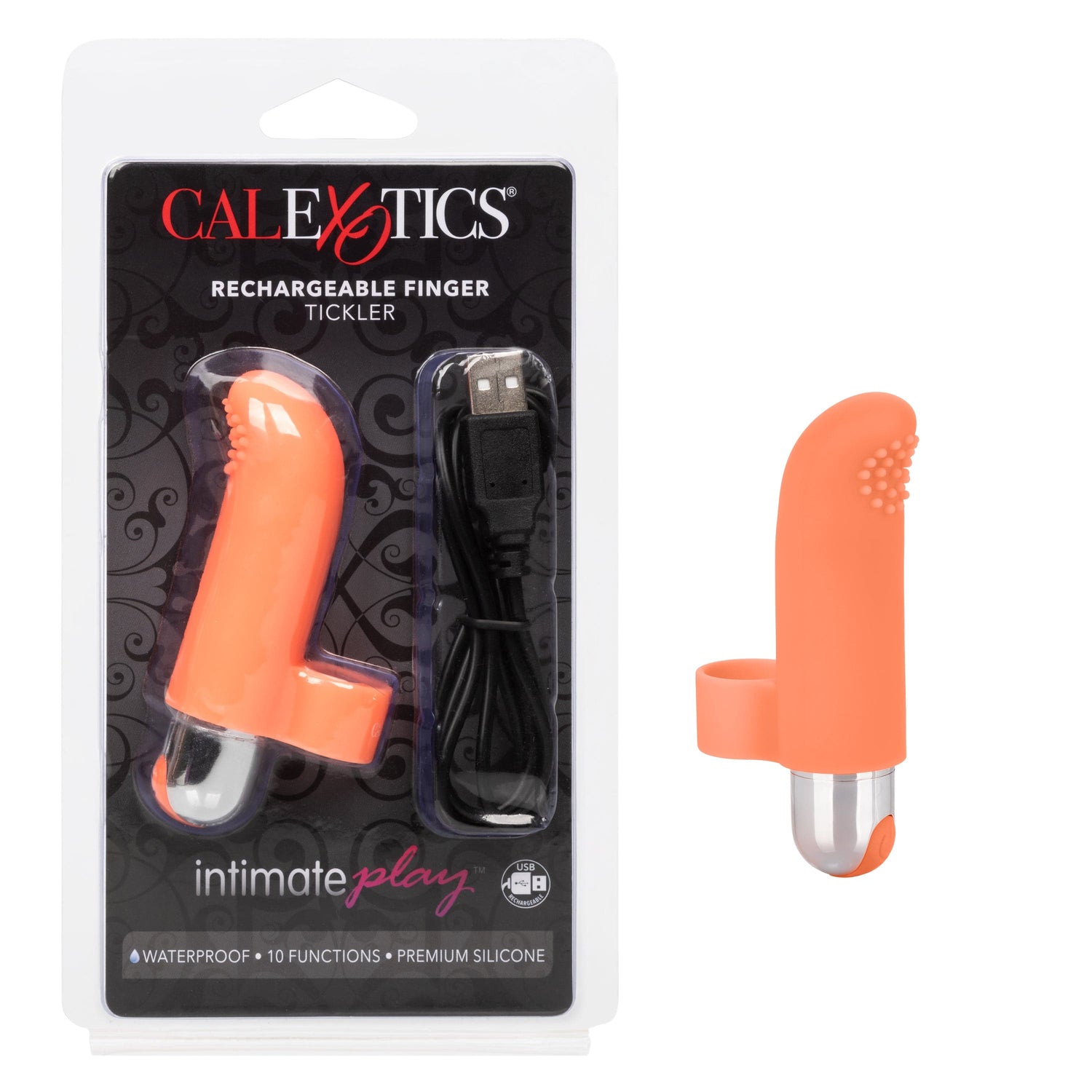 California Exotics - Intimate Play Rechargeable Finger Tickler Clit Massager (Orange) CE1927 CherryAffairs