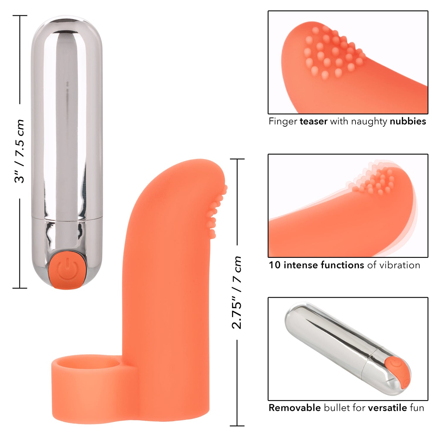 California Exotics - Intimate Play Rechargeable Finger Tickler Clit Massager (Orange) CE1927 CherryAffairs