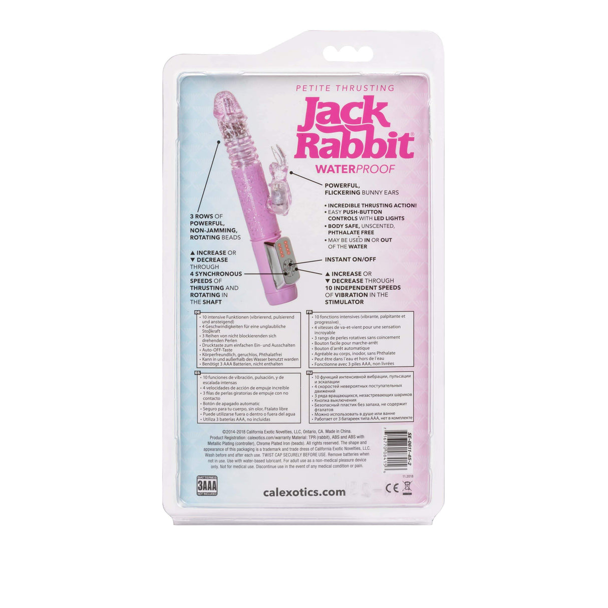 California Exotics - Jack Rabbit Petite Thrusting Jack Rabbit Vibrator (Pink) CE1787 CherryAffairs