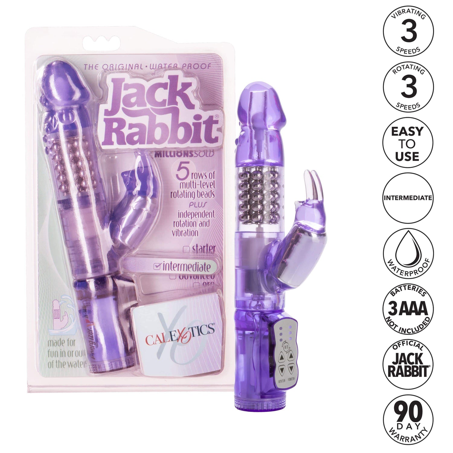 California Exotics - Jack Rabbit Waterproof 5 Rows Jack Rabbit Vibrator (Purple) CE1785 CherryAffairs