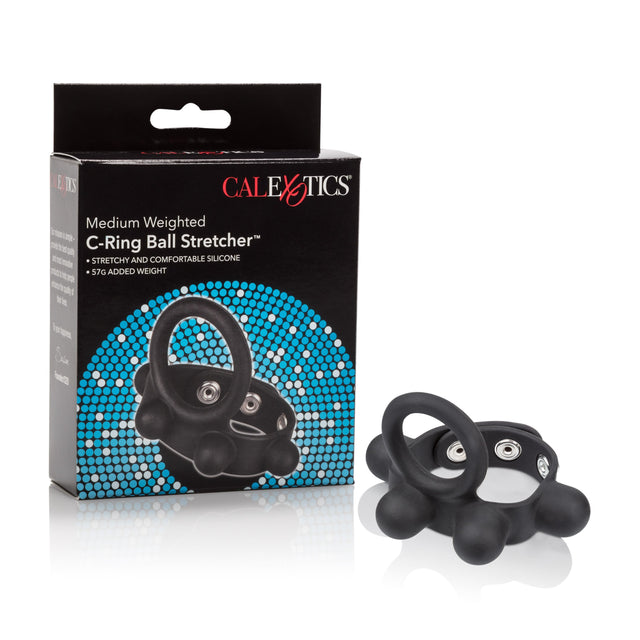 California Exotics - Medium Weighted C Ring Ball Stretcher Cock Ring (Black) CE1504 CherryAffairs