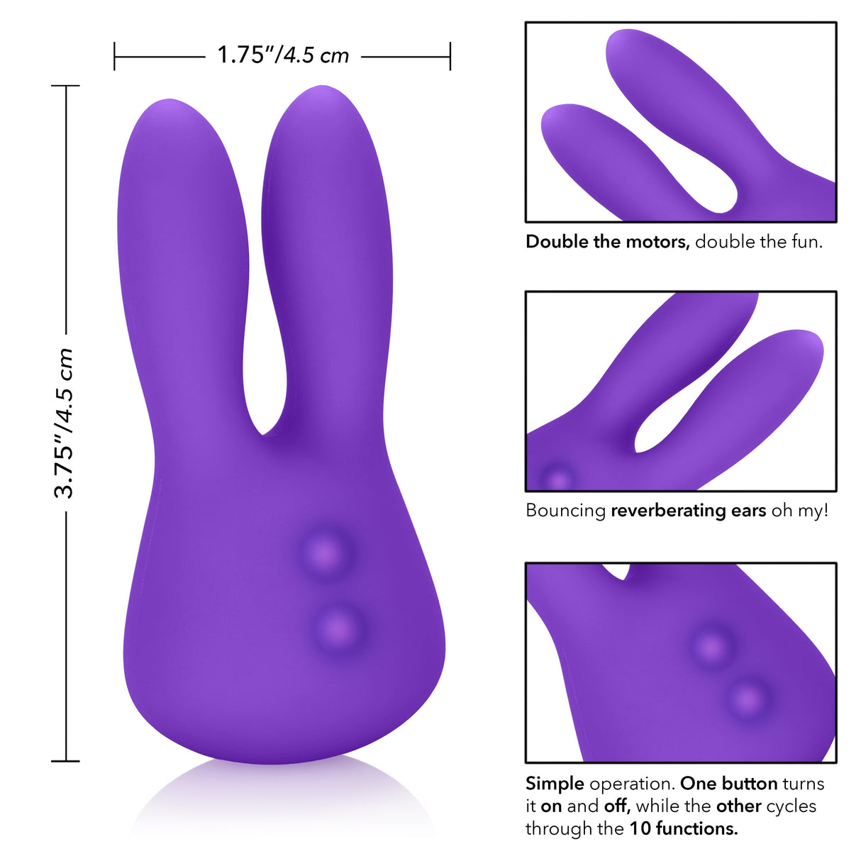California Exotics - Mini Marvels Silicone Marvelous Bunny Clit Massager  (Purple) CE1506 CherryAffairs