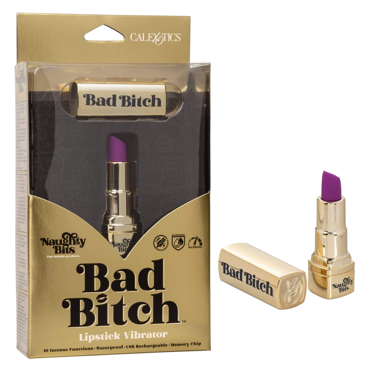 California Exotics - Naughty Bits Bad Bitch Discreet Lipstick Vibrator (Gold)    Discreet Toys