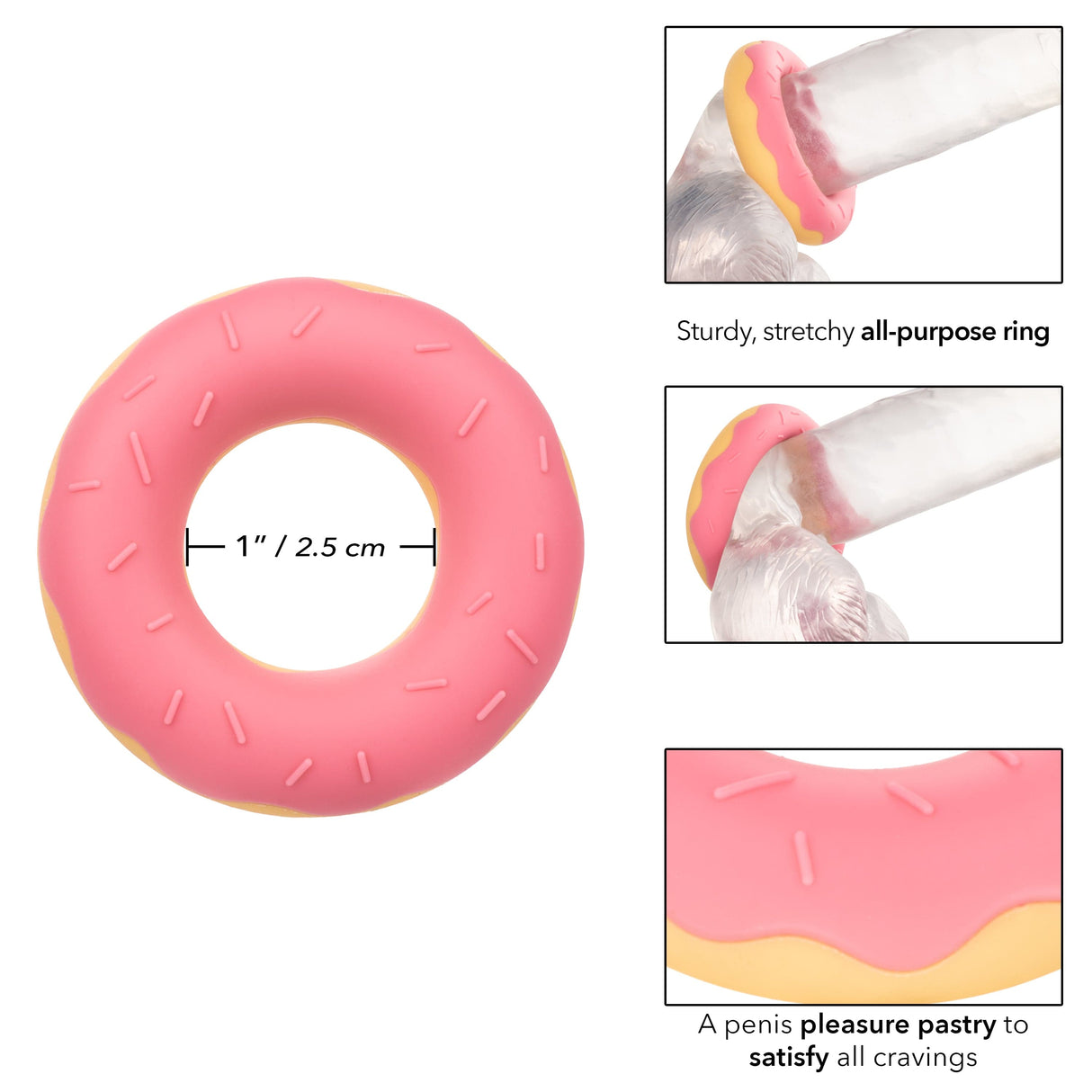 California Exotics - Naughty Bits Dickin Donuts Silicone Donut Cock Ring (Pink) CE1988 CherryAffairs