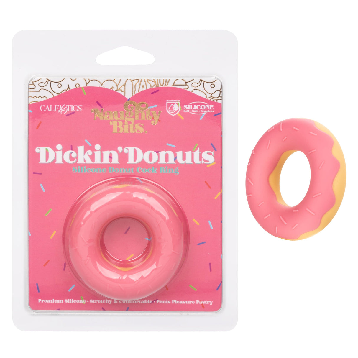 California Exotics - Naughty Bits Dickin Donuts Silicone Donut Cock Ring (Pink) CE1988 CherryAffairs