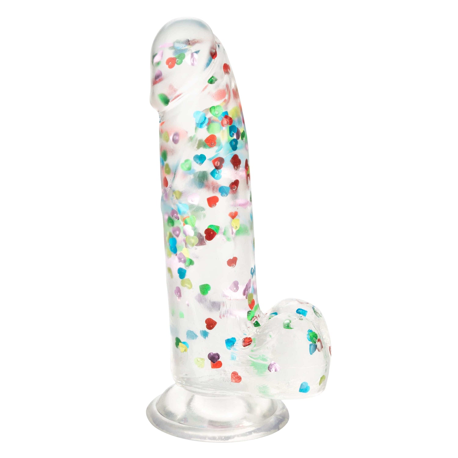 California Exotics - Naughty Bits I Love Dick Heart filled Dong Realistic Dildo with Balls 8" (Clear) CE1968 CherryAffairs