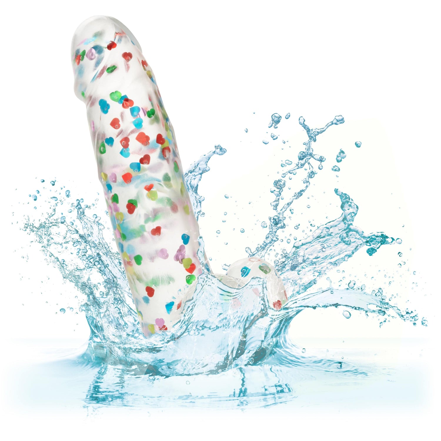 California Exotics - Naughty Bits I Love Dick Heart filled Dong Realistic Dildo with Balls 8" (Clear) CE1968 CherryAffairs